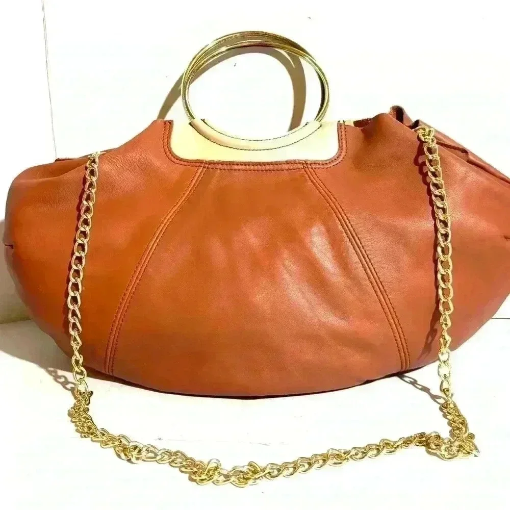 Falor brown leather shoulder handbag